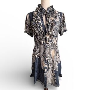 Jenny Han Silk Paisley Ruffle Mini Dress